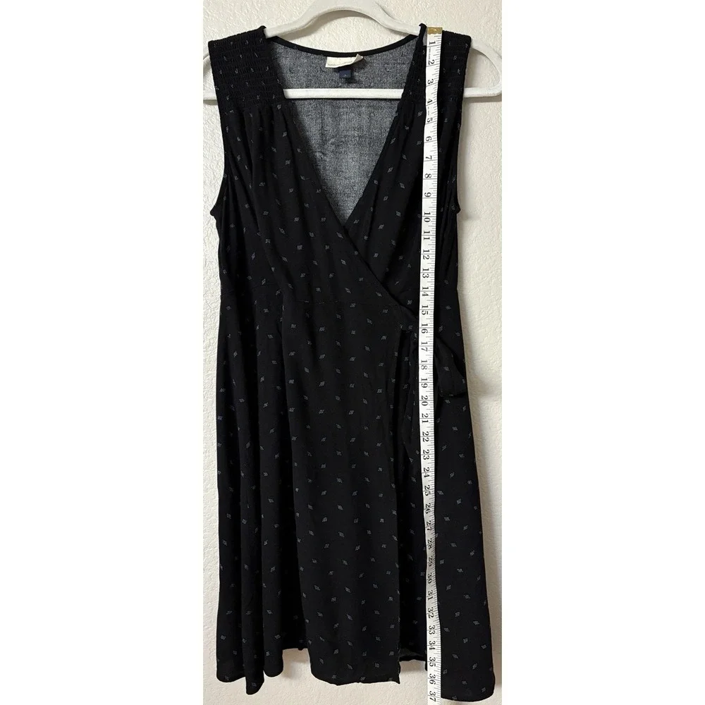 Universal Thread Wrap Dress Black with Blue Diamond Pattern Size Lrg - Picture 10 of 13